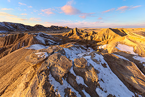 Scenic landscape photograph of Toadstool Geologic Park in western Nebraska after snow. - Nebraska Photograph