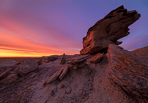 Scenic landscape photograph of a beautiful dawn over Toadstool Geologic Park in western Nebraska. - Nebraska Photograph