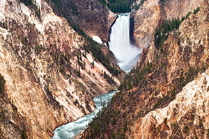 The Yellowstone River tumbles 308 feet into the Grand Canyon of the Yellowstone, the largest major waterfall by volume in the Rocky Mountains. - Wyoming Landscape Photograph