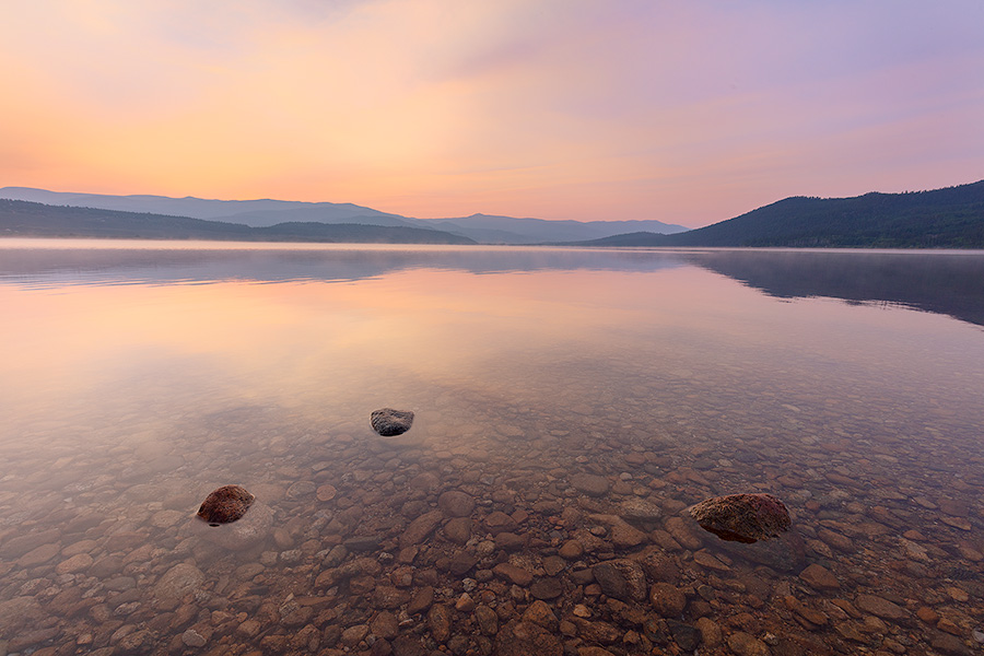 A scenic landscape photograph of a sunrise on Twin Lakes near Leadville, Colorado. - Colorado Photography