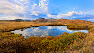 Scenic photograph of a tarn on the tundra near Independence Pass, Colorado. - Colorado Landscape Photograph