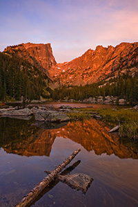 Early on a cool autumn morning, Dream Lake glows with the reflected light of the rising sun. - The_Midwest Photograph