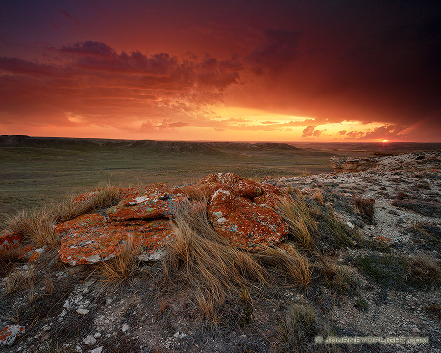 Sunset at Agate Fossil Beds National Monument in western Nebraska after an intense summer storm. - Nebraska Photography