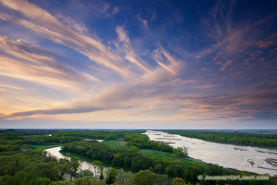 Sunset over the Platte River in Nebraska from the Tower at Mahoney State Park. - Mahoney SP Photography