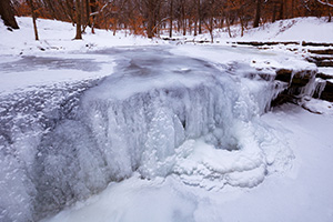 The waterfall in Platte River State Park is frozen solid during a frigid cold spell in late December. - Nebraska Photograph