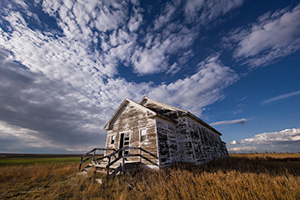 A scenic photograph of an old one-room schoolhouse in the pandhandle of Nebraska. - Nebraska Landscape Photograph