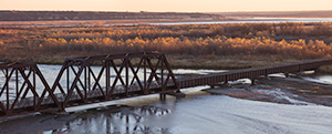 A photograph of the converted railroad trestle over the Niobara River in Northeastern Nebraska. - Nebraska Photograph