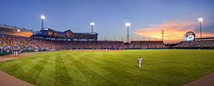 Game 14 of the 2010 College World Series, South Carolina competed against Clemson.  South Carolina went on to the win the game and the series, the last year of 60 total that the series was played at Rosenblatt Stadium.  This photograph is a combination of 4 exposures stitched together for detail. - Nebraska Photograph