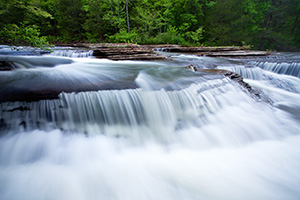 Water flows down six-finger falls in Northern Arkansas. - Arkansas Photograph