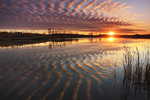 Qwest Lake at Mahoney State Park at sunrise on a cool November morning. - Nebraska Photograph