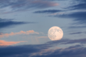 An late autumn moon rises above DeSoto National Wildlife Refuge. - Iowa Photograph