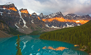 Lake Moraine in the Valley of the Ten Peaks at Sunrise. - Canada Photograph